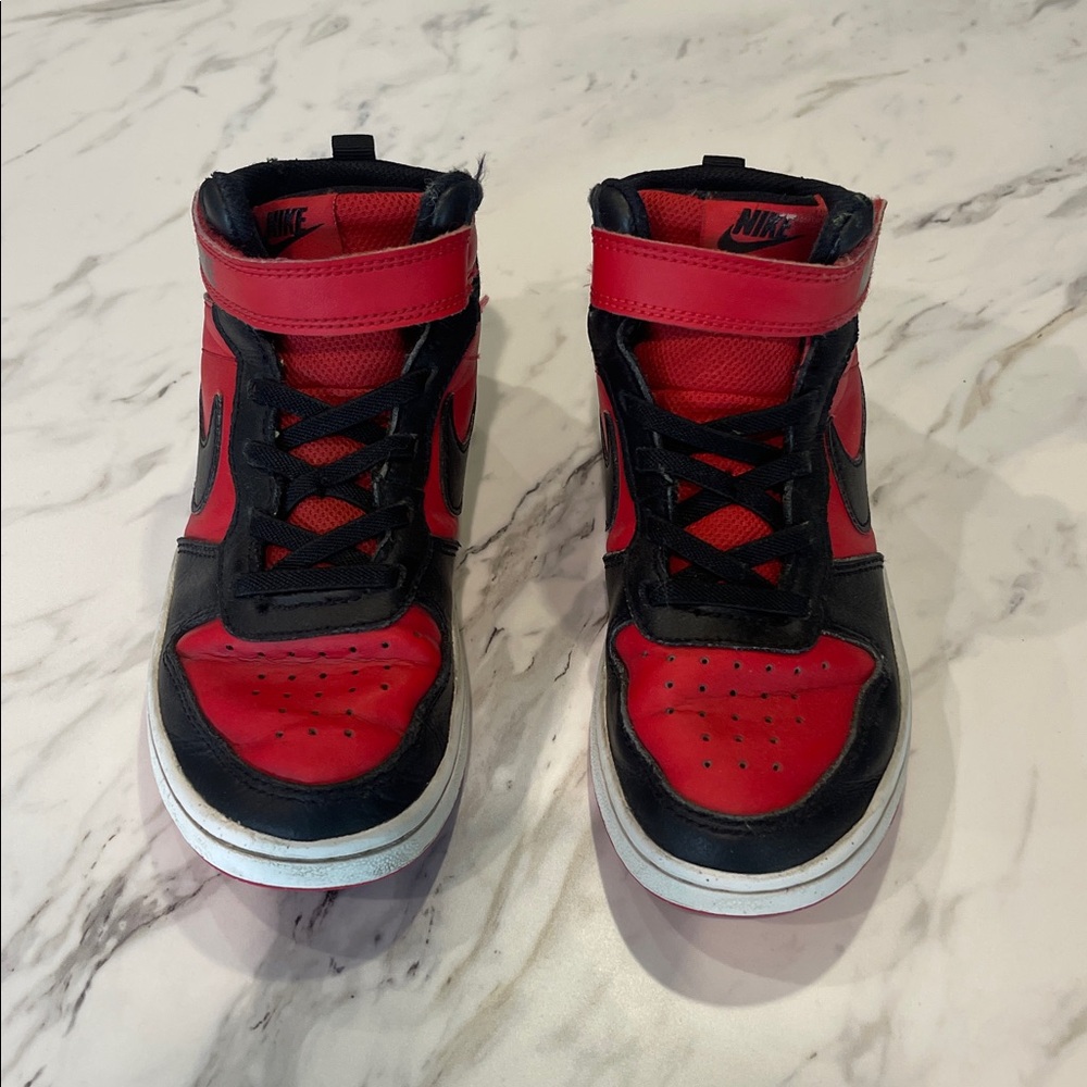 Nike Black and Red High-Top Sneakers